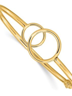 Leslie's 10K Yellow Gold Double Circle Hinged Bangle Bracelet - Made in Italy